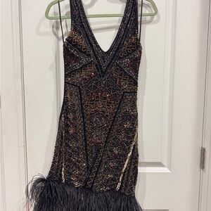 Hale Bob Black and Gold Beaded Dress